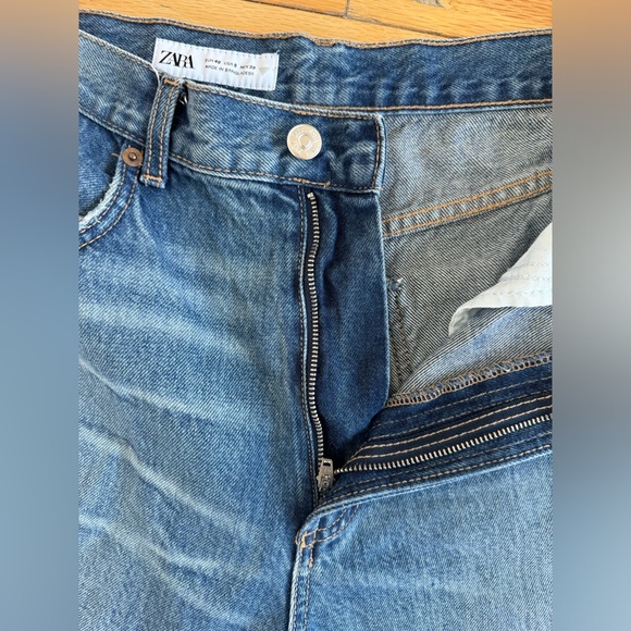 Zara | Straight Leg Women Jean Denim Distressed Blue 8 - Picture 7 of 12